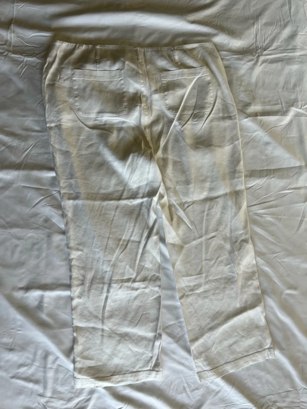NYDJ White Linen Blend Straight Leg Pants Womens 16 Summer Coastal Resort - Picture 1 of 4
